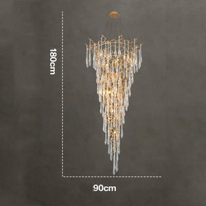 Modern Crystal Droplet Branch Staircase Chandelier-Arialamps