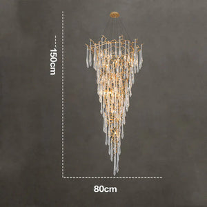 Modern Crystal Droplet Branch Staircase Chandelier-Arialamps