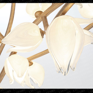 Modern Glass Flower Branch Chandelier for Low Ceiling Spaces in Living Room or Bedroom-Chandeliers-Arialamps