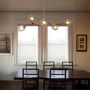 Modern Industrial Branch Chandelier with Multiple Glass Pendants Extra Large for Living or Dining Room