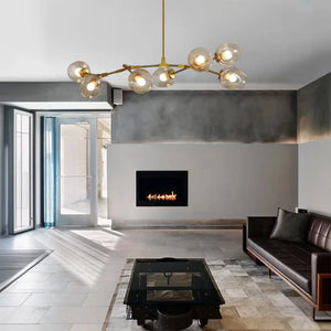 Modern Industrial Branch Chandelier with Multiple Glass Pendants Extra Large for Living or Dining Room
