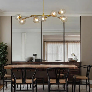 Modern Industrial Branch Chandelier with Multiple Glass Pendants Extra Large for Living or Dining Room