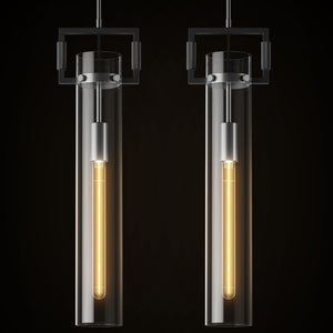 Modern Large Black Pendant Light Fixture Set of 2-21.6 Inch Adjustable Hanging Chandelier with Glass Shade & Brass Finish, Farmhouse Island Lighting for Kitchen, Dining Room, Bathroom