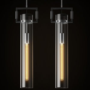 Modern Large Black Pendant Light Fixture Set of 2-21.6 Inch Adjustable Hanging Chandelier with Glass Shade & Brass Finish, Farmhouse Island Lighting for Kitchen, Dining Room, Bathroom