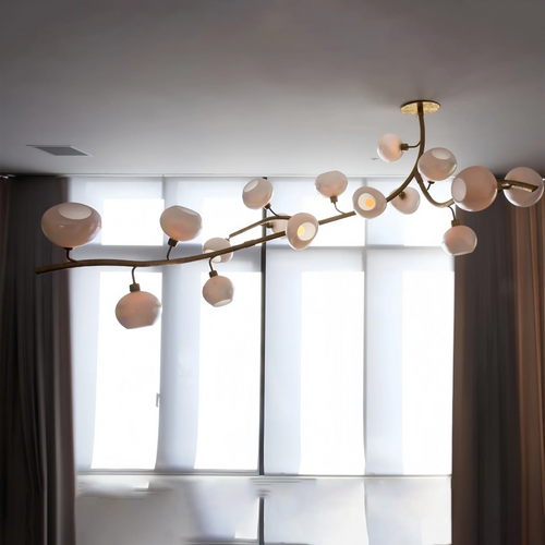 Modern Linear Brass Branches Chandelier for Dining Room-L83.5"*W55"*H75.5"-Warm Light-Arialamps