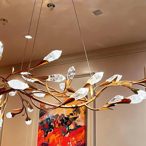 Modern Linear/Round Floral Branches Crystal Chandelier-Arialamps