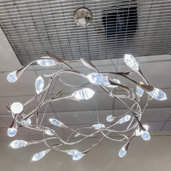 Modern Linear/Round Floral Branches Crystal Chandelier-Arialamps
