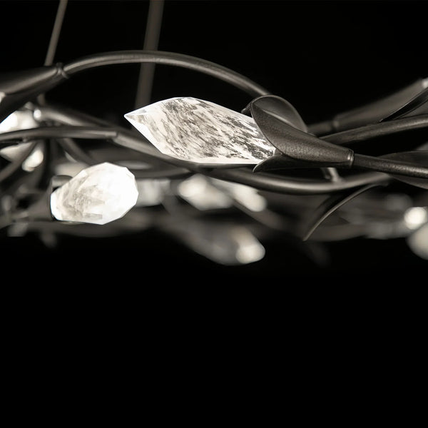 Modern Linear/Round Floral Branches Crystal Chandelier-Arialamps