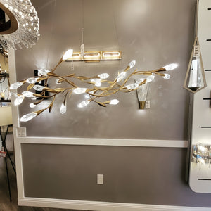 Modern Linear/Round Floral Branches Crystal Chandelier-Arialamps
