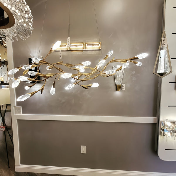 Modern Linear/Round Floral Branches Crystal Chandelier-Arialamps