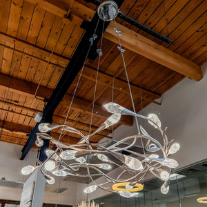 Modern Linear/Round Floral Branches Crystal Chandelier-Arialamps