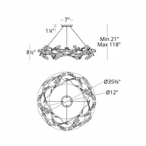 Modern Linear/Round Floral Branches Crystal Chandelier-Arialamps