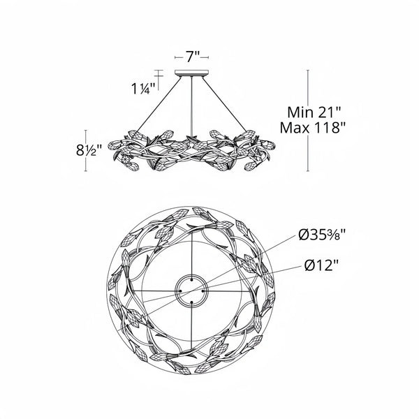 Modern Linear/Round Floral Branches Crystal Chandelier-Arialamps