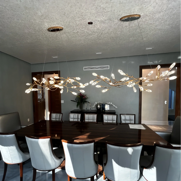 Modern Linear/Round Floral Branches Crystal Chandelier-Arialamps