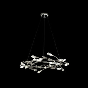 Modern Linear/Round Floral Branches Crystal Chandelier-Round/D35.4"*H8.5"(D90cm*H21.6cm)-Antique Silver-Warm Light-Arialamps