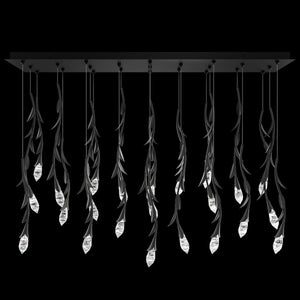 Modern Luxury Floating Branches Floral Crystal Chandelier with Rectangular Canopy for High-ceiling-23 Lights/L52.8"*W12"*H118.1"(L134.1"*W30.5cm*H300cm)-Gold-Warm Light-Arialamps