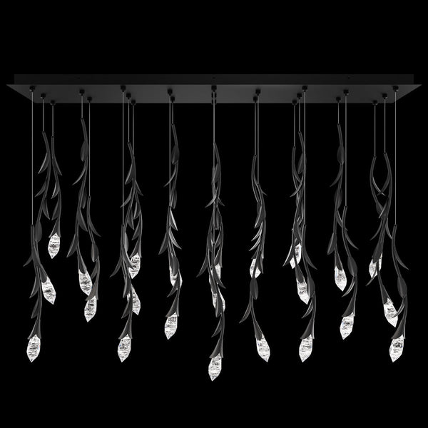 Modern Luxury Floating Branches Floral Crystal Chandelier with Rectangular Canopy for High-ceiling-23 Lights/L52.8"*W12"*H118.1"(L134.1"*W30.5cm*H300cm)-Gold-Warm Light-Arialamps