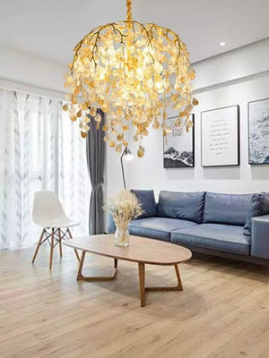 Modern Luxury Leaf Branch Glass Chandelier for Living/Dining Room/Bedroom-Chandeliers-D39.4"*H35.4"-Warm Light-Arialamps