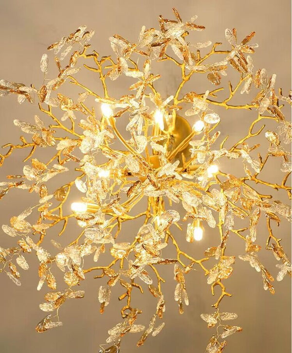 Modern Luxury Leaf Branch Glass Chandelier for Living/Dining Room/Bedroom-Chandeliers-Arialamps