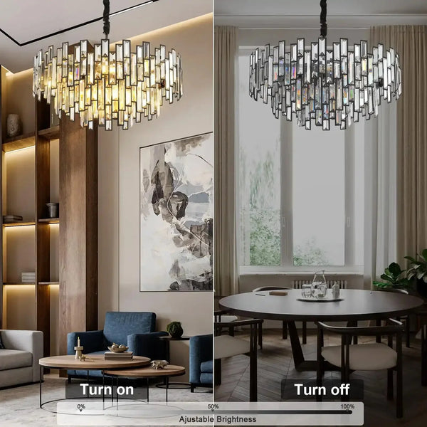 Modern Round Luxury K9 Crystal Chandelier for Dining Room Entryway Foyer - Arialamps