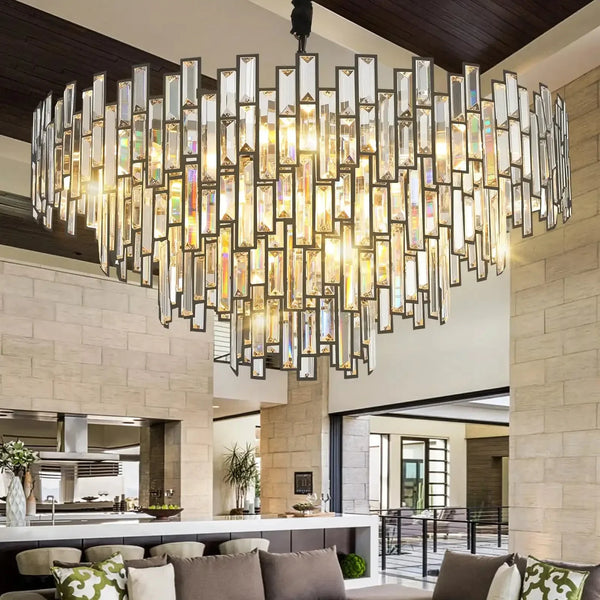 Modern Round Luxury K9 Crystal Chandelier for Dining Room Entryway Foyer - Arialamps