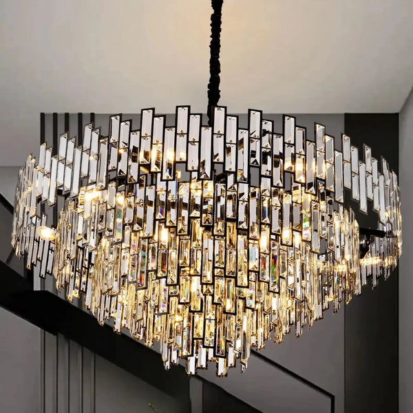 Modern Round Luxury K9 Crystal Chandelier for Dining Room Entryway Foyer - Arialamps