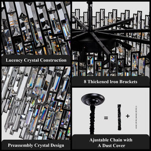 Modern Round Luxury K9 Crystal Chandelier for Dining Room Entryway Foyer - Arialamps