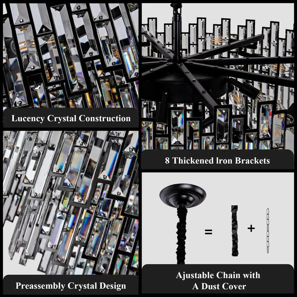 Modern Round Luxury K9 Crystal Chandelier for Dining Room Entryway Foyer - Arialamps