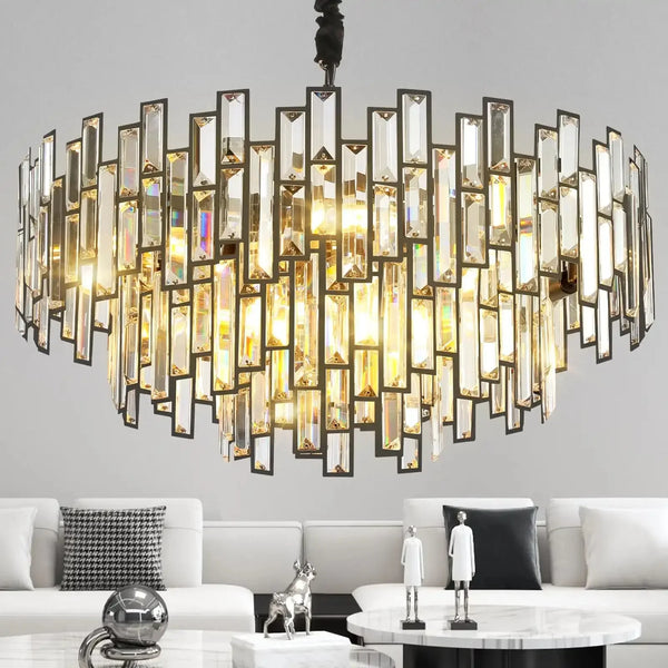 Modern Round Luxury K9 Crystal Chandelier for Dining Room Entryway Foyer - Arialamps
