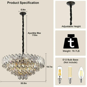 Modern Round Luxury K9 Crystal Chandelier for Dining Room Entryway Foyer - Arialamps