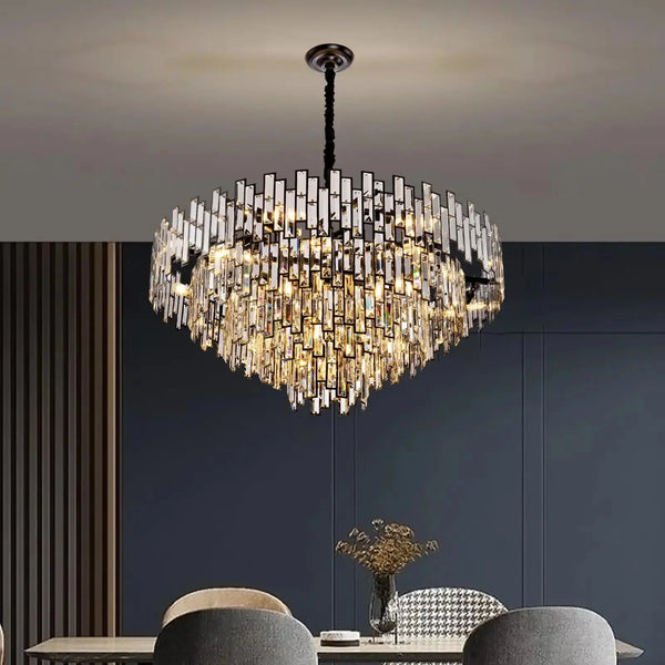 Modern Round Luxury K9 Crystal Chandelier for Dining Room Entryway Foyer - Arialamps