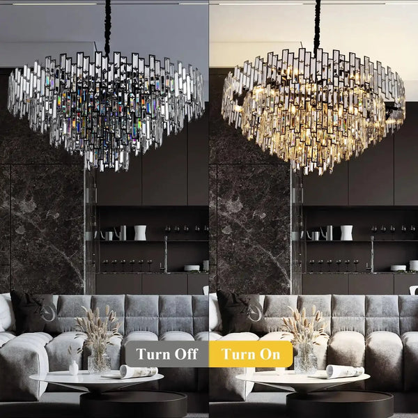 Modern Round Luxury K9 Crystal Chandelier for Dining Room Entryway Foyer - Arialamps