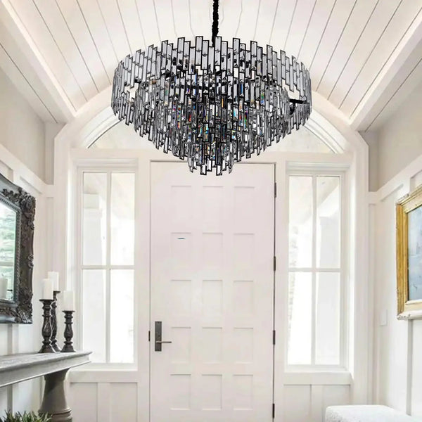 Modern Round Luxury K9 Crystal Chandelier for Dining Room Entryway Foyer - Arialamps