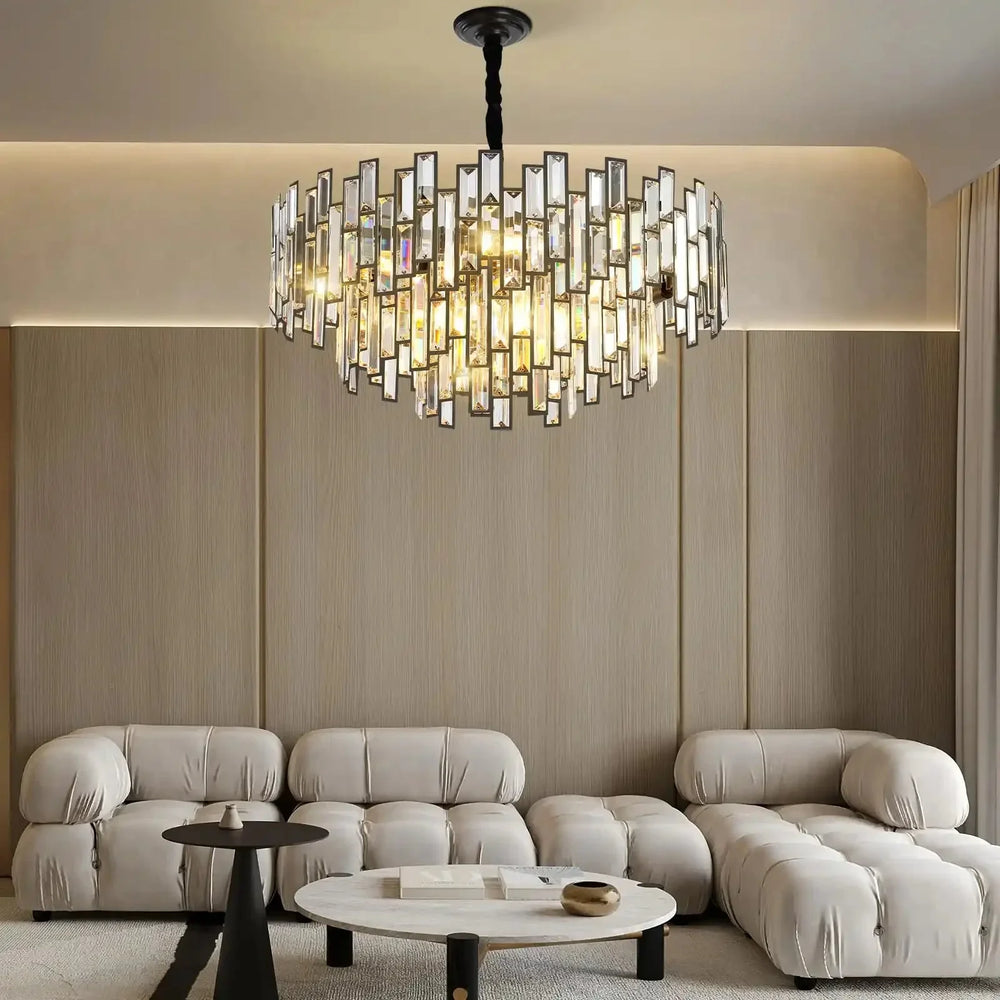 Modern Round Luxury K9 Crystal Chandelier for Dining Room Entryway Foyer - Arialamps