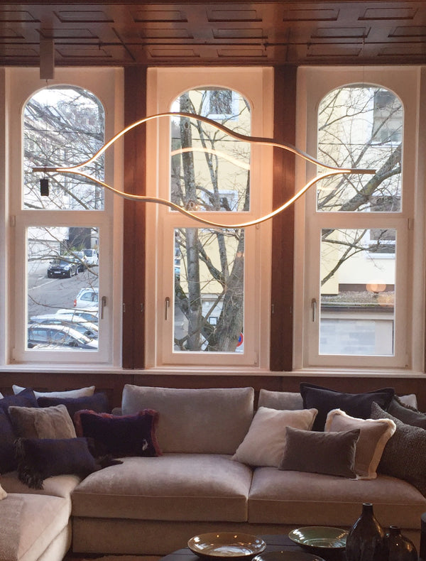 Modern Simple Brass Waving Chandelier for Living/Dining Room/Kitchen Island