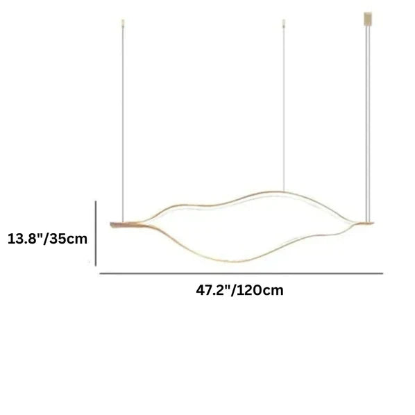 Modern Simple Brass Waving Chandelier for Living/Dining Room/Kitchen Island
