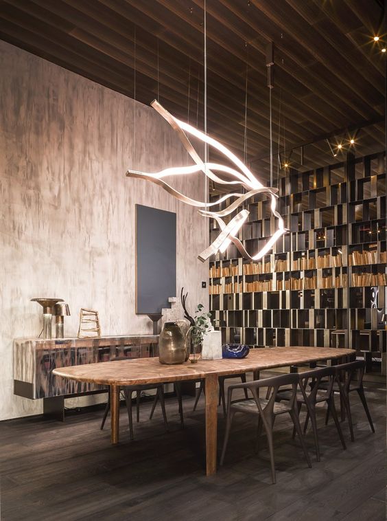 Modern Simple Brass Waving Chandelier for Living/Dining Room/Kitchen Island