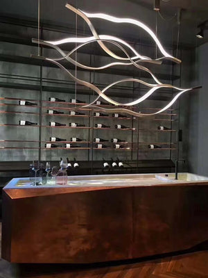 Modern Simple Brass Waving Chandelier for Living/Dining Room/Kitchen Island