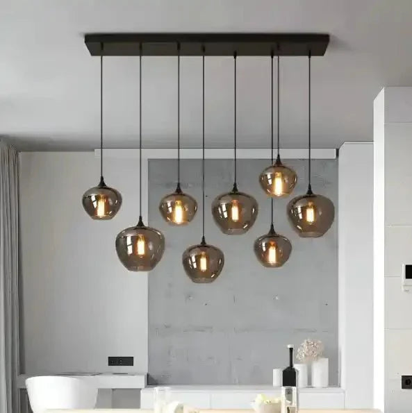 Modern Smoke Gray Glass Lamp Designer Chandelier - Arialamps