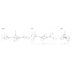 Modern Sputnik Smoky Gray/Amber Glass Branch Chandelier for Kitchen Island/Dining Room - Arialamps