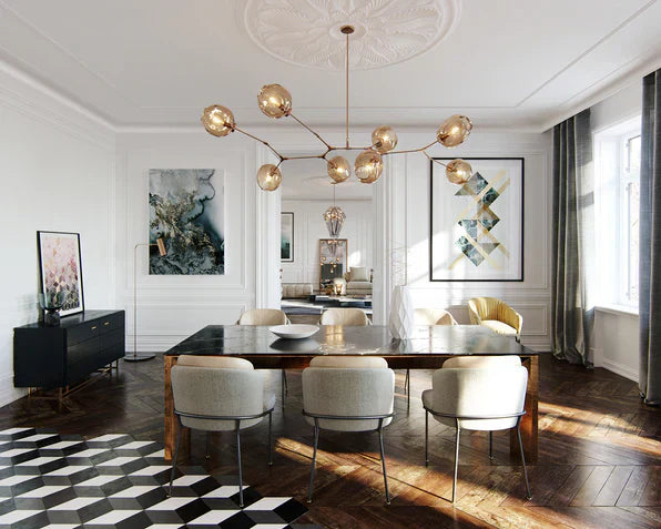 Modern Sputnik Smoky Gray/Amber Glass Branch Chandelier for Kitchen Island/Dining Room-Chandeliers-Arialamps