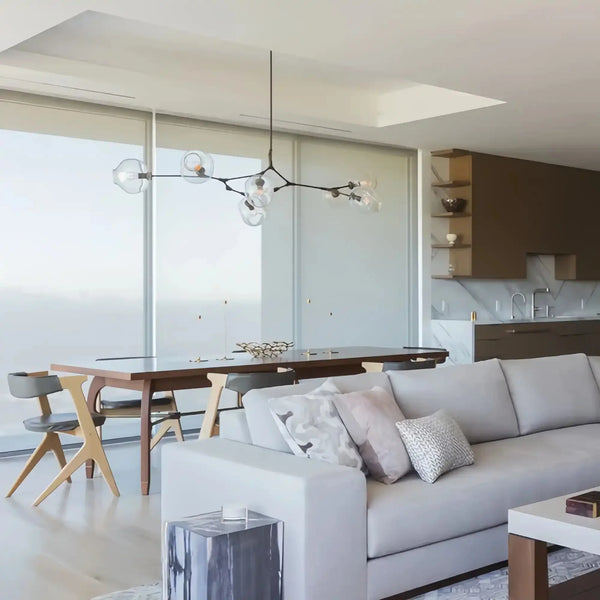 Modern Sputnik Smoky Gray/Amber Glass Branch Chandelier for Kitchen Island/Dining Room - Arialamps