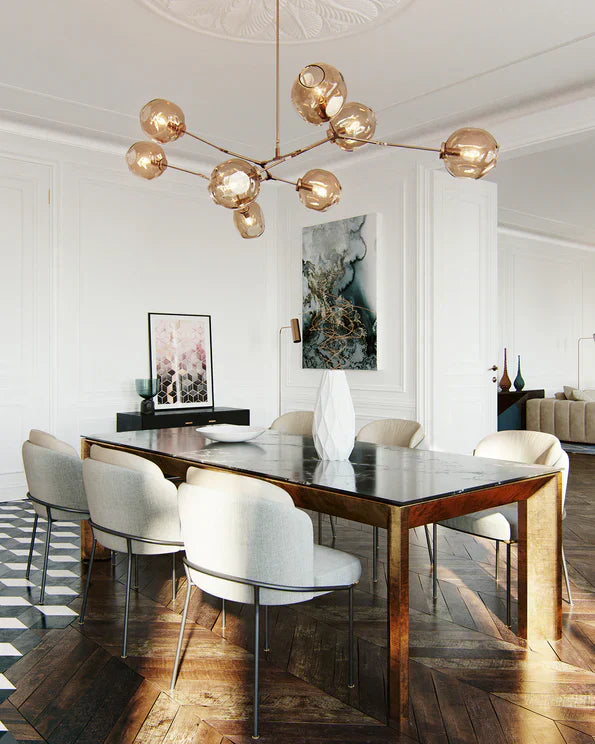 Modern Sputnik Smoky Gray/Amber Glass Branch Chandelier for Kitchen Island/Dining Room-Chandeliers-Arialamps