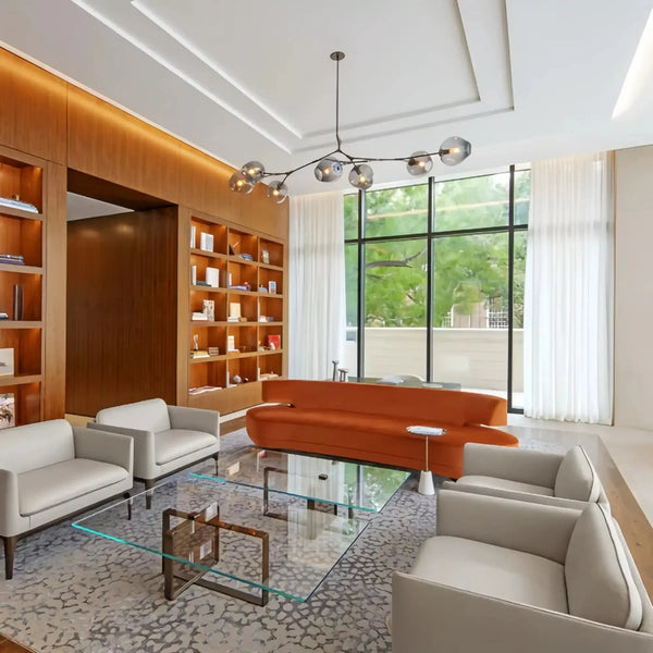 Modern Sputnik Smoky Gray/Amber Glass Branch Chandelier for Kitchen Island/Dining Room - Arialamps