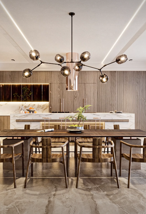 Modern Sputnik Smoky Gray/Amber Glass Branch Chandelier for Kitchen Island/Dining Room-Chandeliers-Arialamps