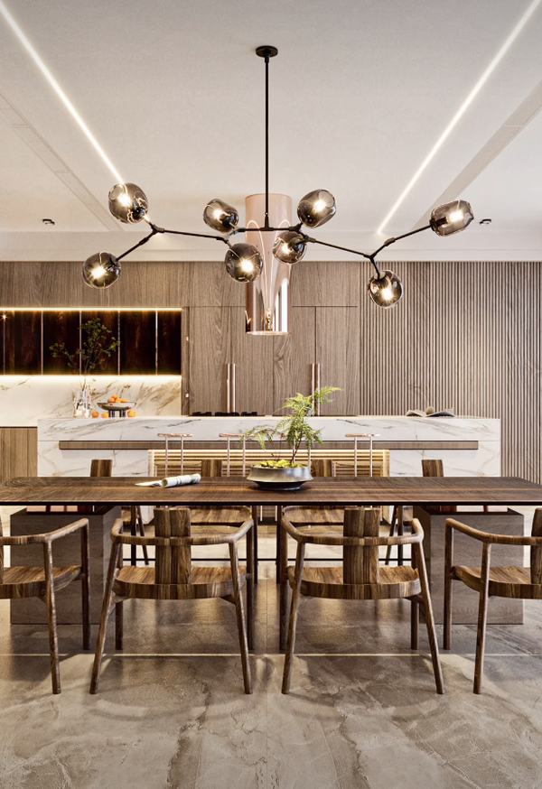 Modern Sputnik Smoky Gray/Amber Glass Branch Chandelier for Kitchen Island/Dining Room-Chandeliers-Arialamps