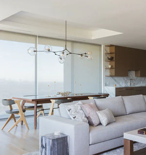 Modern Sputnik Smoky Gray/Amber Glass Branch Chandelier for Kitchen Island/Dining Room-Chandeliers-Arialamps