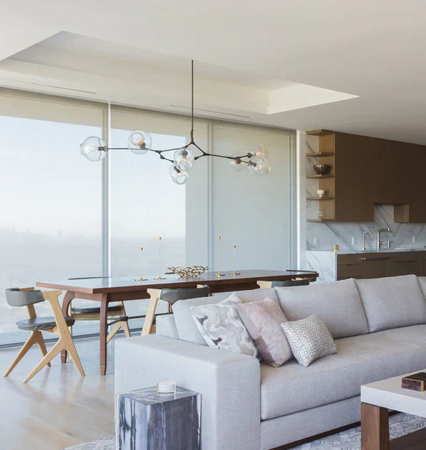 Modern Sputnik Smoky Gray/Amber Glass Branch Chandelier for Kitchen Island/Dining Room-Chandeliers-Arialamps