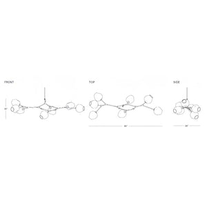 Modern Sputnik Smoky Gray/Amber Glass Branch Chandelier for Kitchen Island/Dining Room-Chandeliers-Arialamps