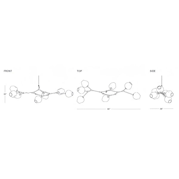 Modern Sputnik Smoky Gray/Amber Glass Branch Chandelier for Kitchen Island/Dining Room-Chandeliers-Arialamps